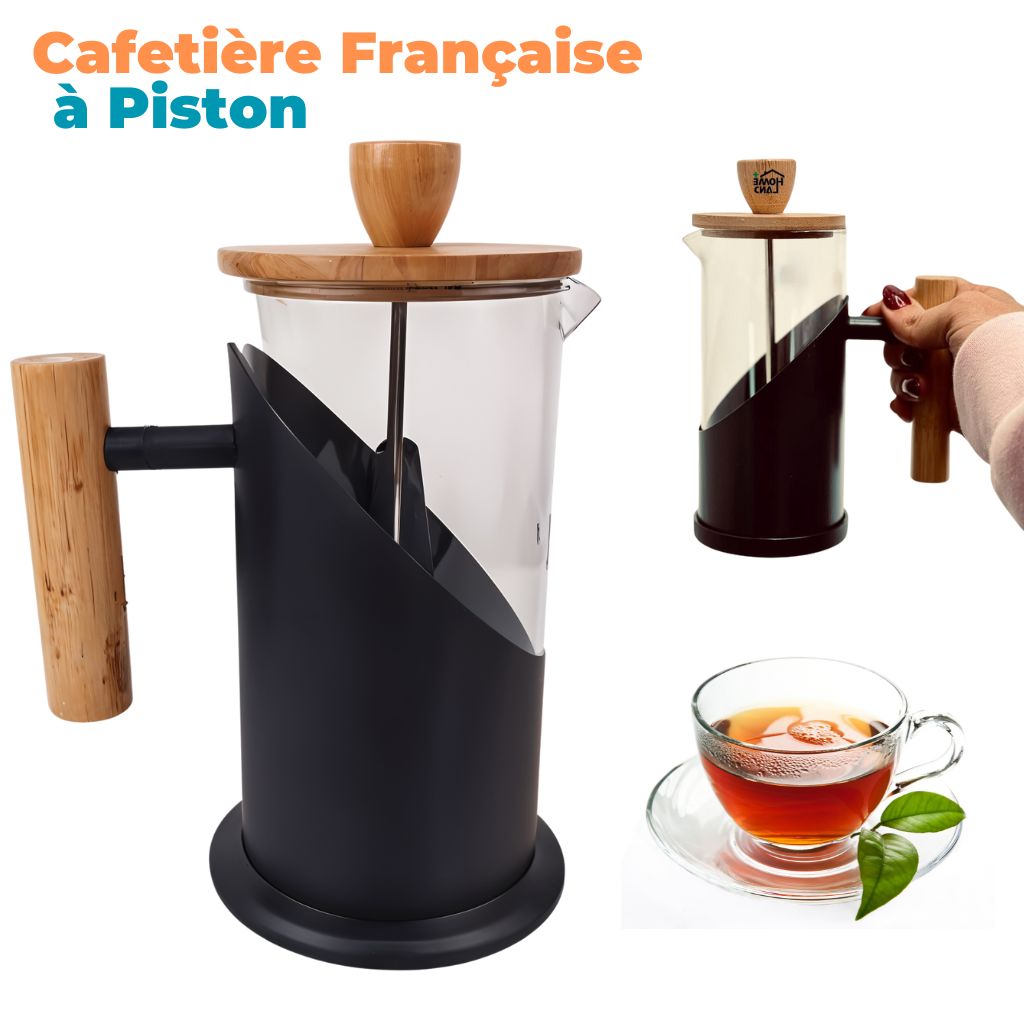 Cafetière à Piston YITIAN 350 ml avec Couvercle en Bambou