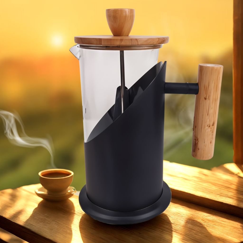 Cafetière à Piston YITIAN 350 ml avec Couvercle en Bambou